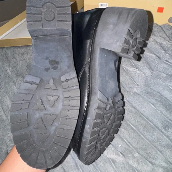 Michael Kors Black Combat Boots with Gold Accents - Picture 4 of 4